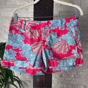 LILLY PULITZER Watermelon Carolina Seashell Barclay Cotton Shorts Size 0